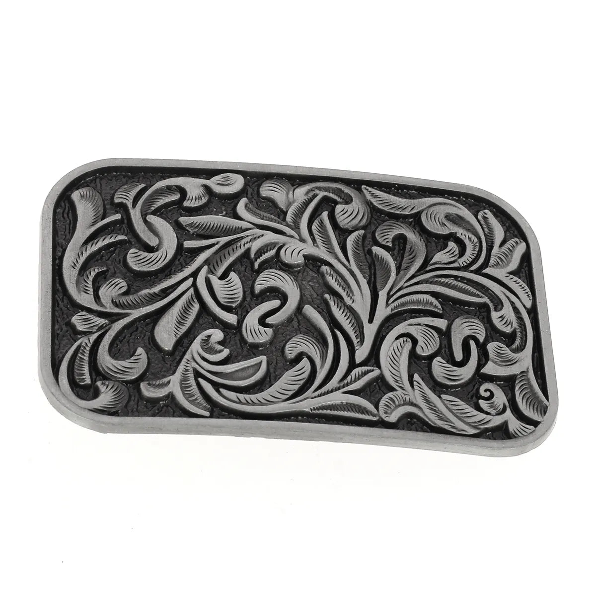 Boucle de ceinturon rectangulaire Sheridan fleuri 40mm, vieux nickel