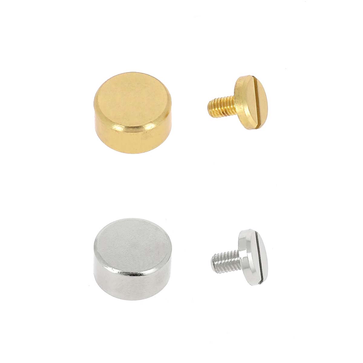 Lot de 5 pieds de sac plats en laiton à visser de 11mm, accessoires pour maroquinerie de la marque Deco Cuir.