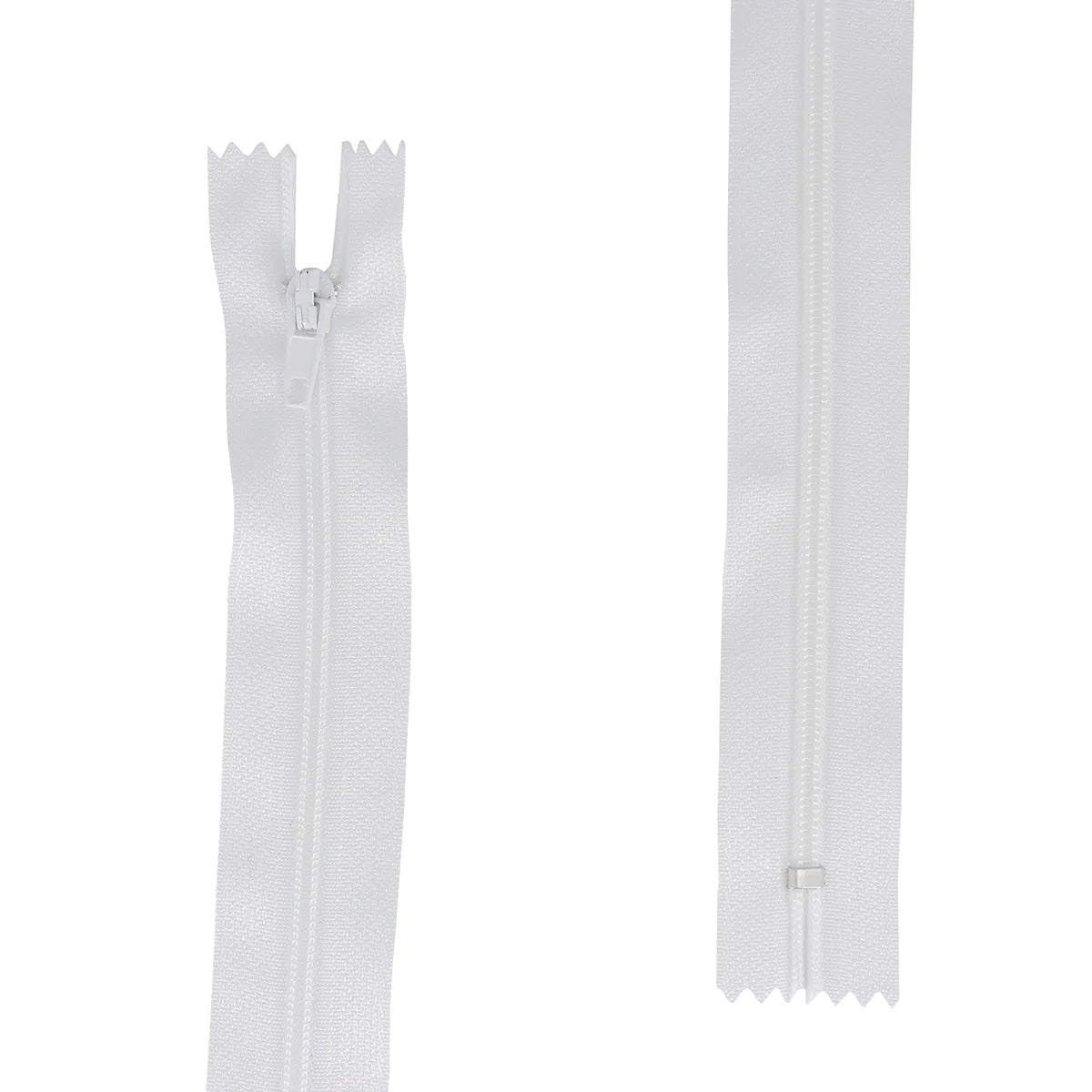 Fermeture zippée en nylon blanche, maille de 4 mm