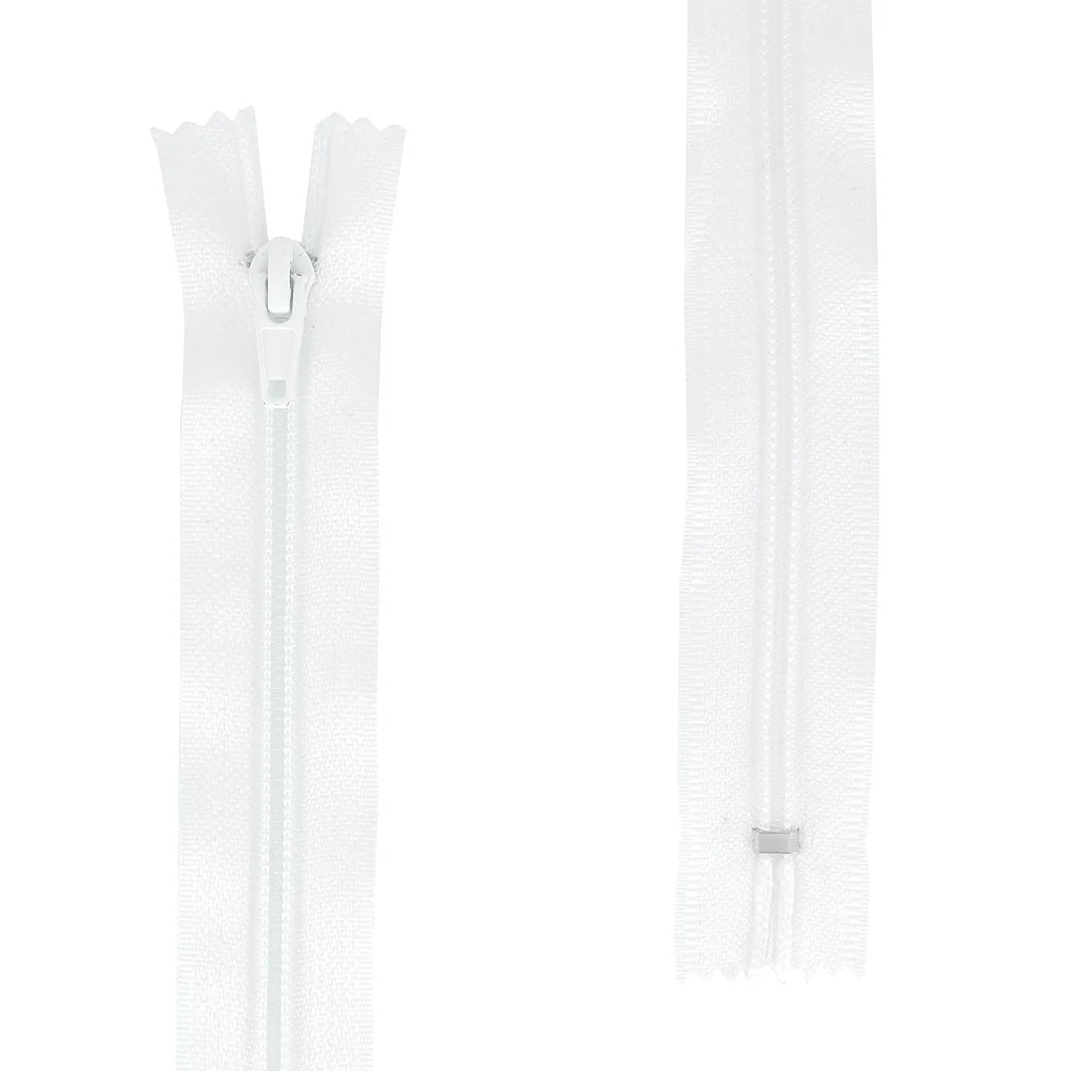 Fermeture éclair en nylon blanche de 6mm d'épaisseur de maille. Fermeture à glissière non-séparable