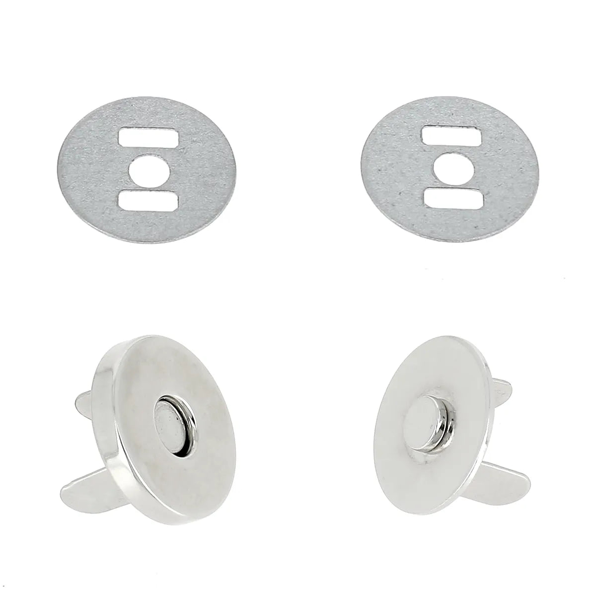 Fermoir TOP magnétique pour porte-monnaie et étui - ROND 18 mm Nickelé