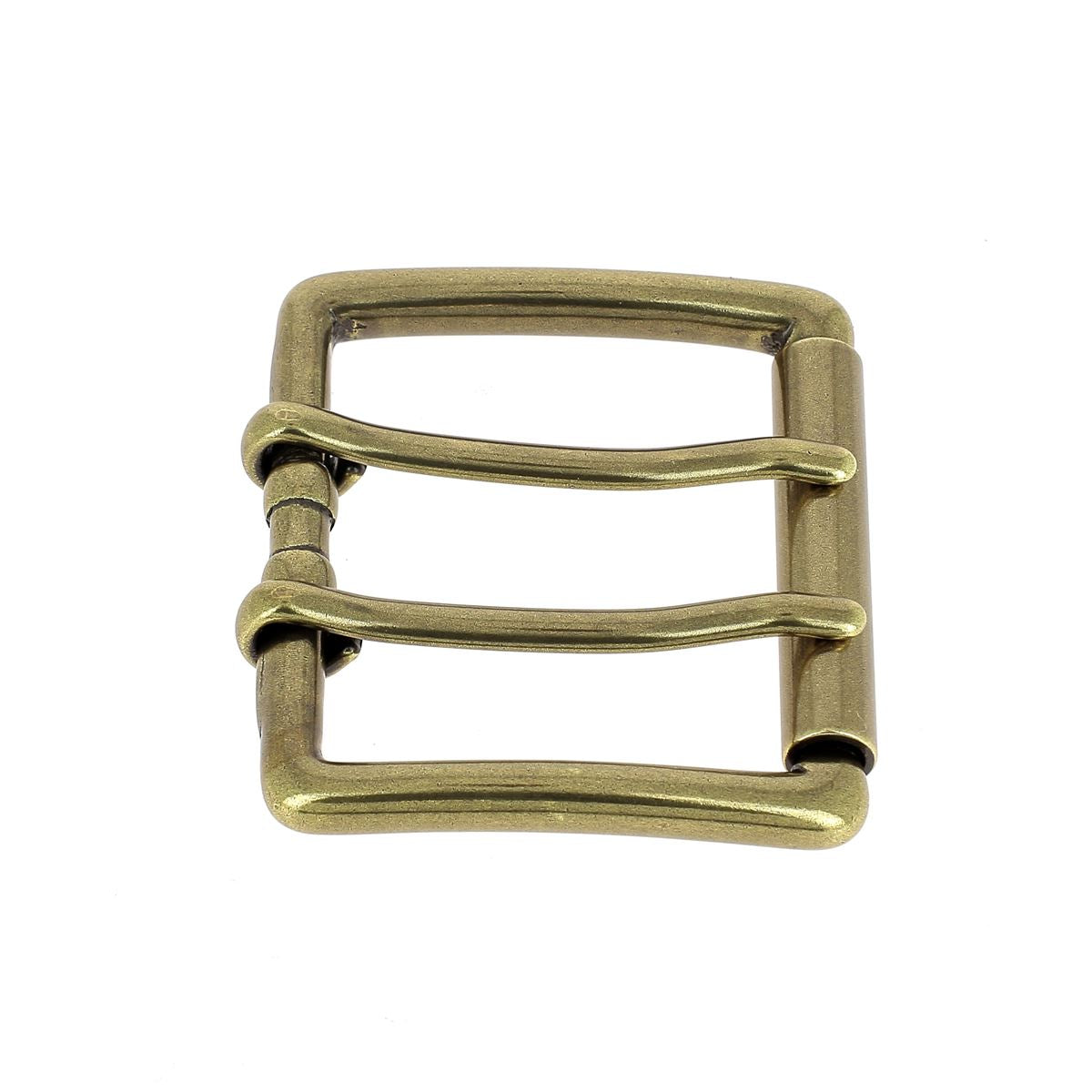 Boucle de ceinture à double ardillon et à rouleau en laiton massif NAO - LAITON VIEILLI - 40mm