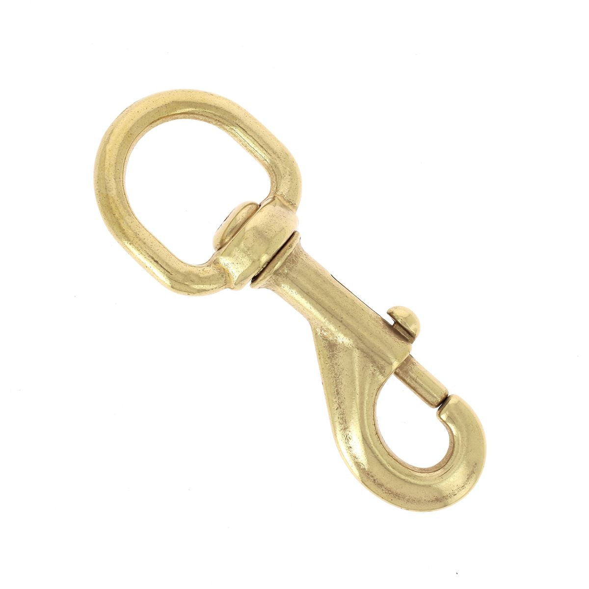 Gros mousqueton tournant à tirette en laiton massif - Attache ronde pour lanière de 30 mm