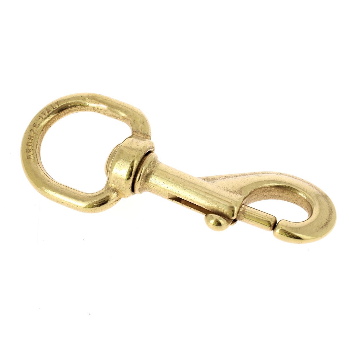 Gros mousqueton tournant à tirette en laiton massif - Attache demi-ronde 29mm