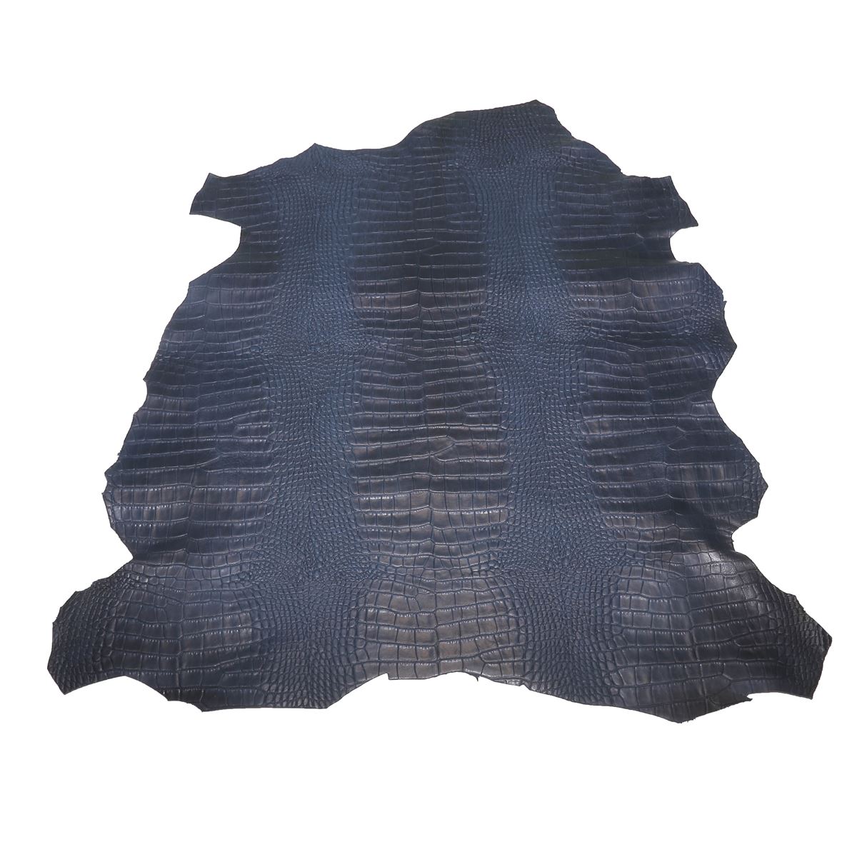 Peau entière de cuir de basane FRANCE imitation Caïman - ANILINE - BLEU MARINE BAF16