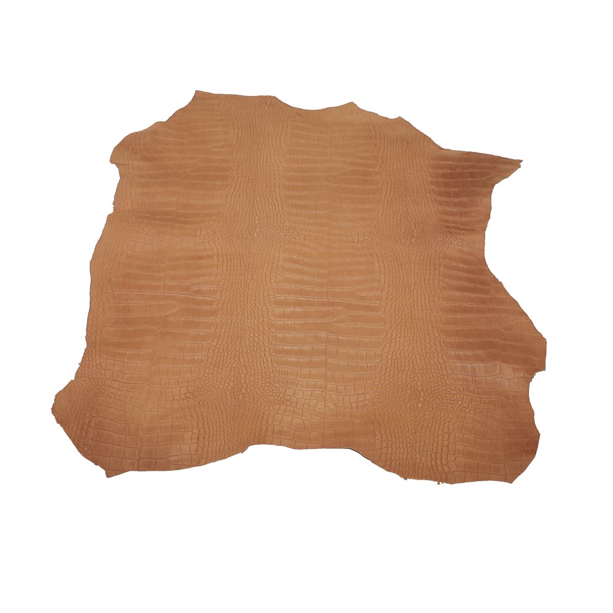 Peau entière de cuir de basane FRANCE imitation Caïman - NUBUCK - COGNAC BAF19