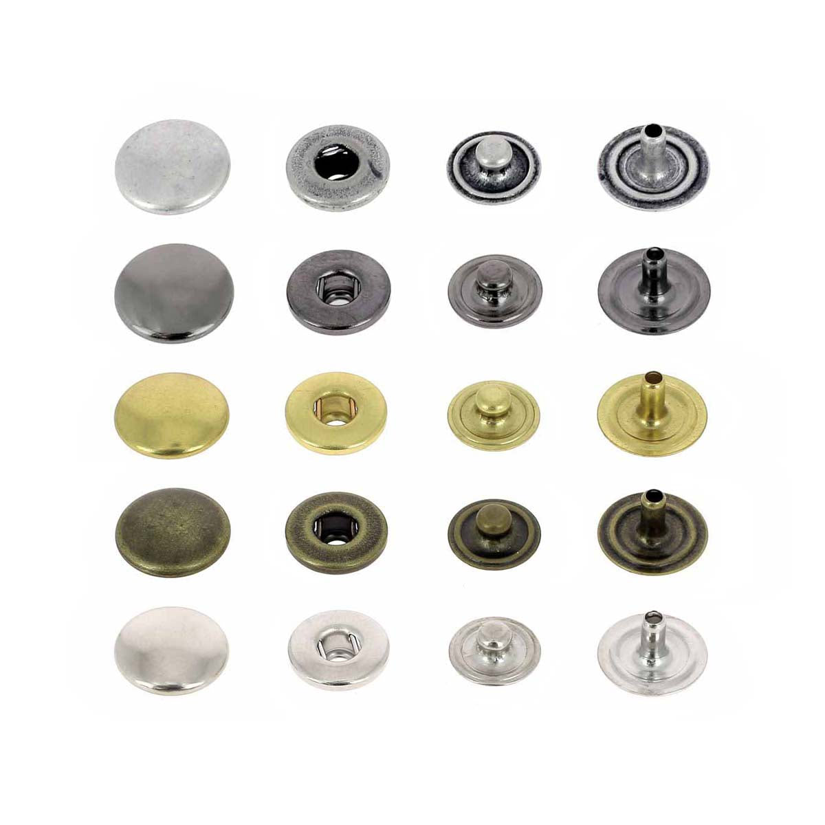 Lot de boutons pression en laiton - Diamètre 10,5mm