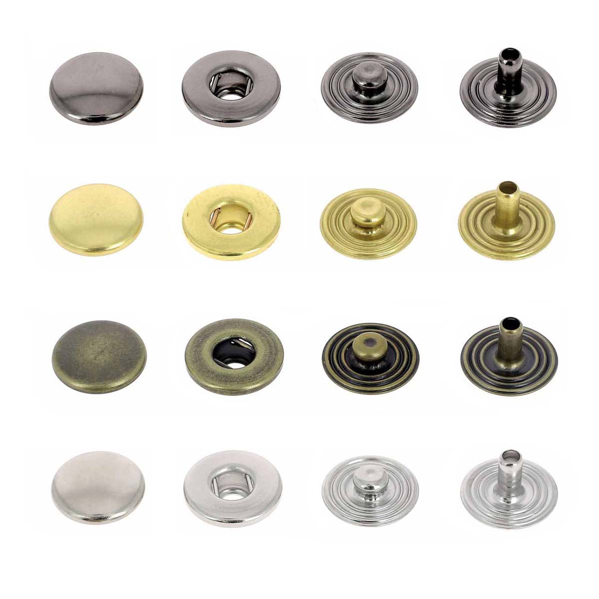 Lot de boutons pression en laiton - Diamètre 12mm