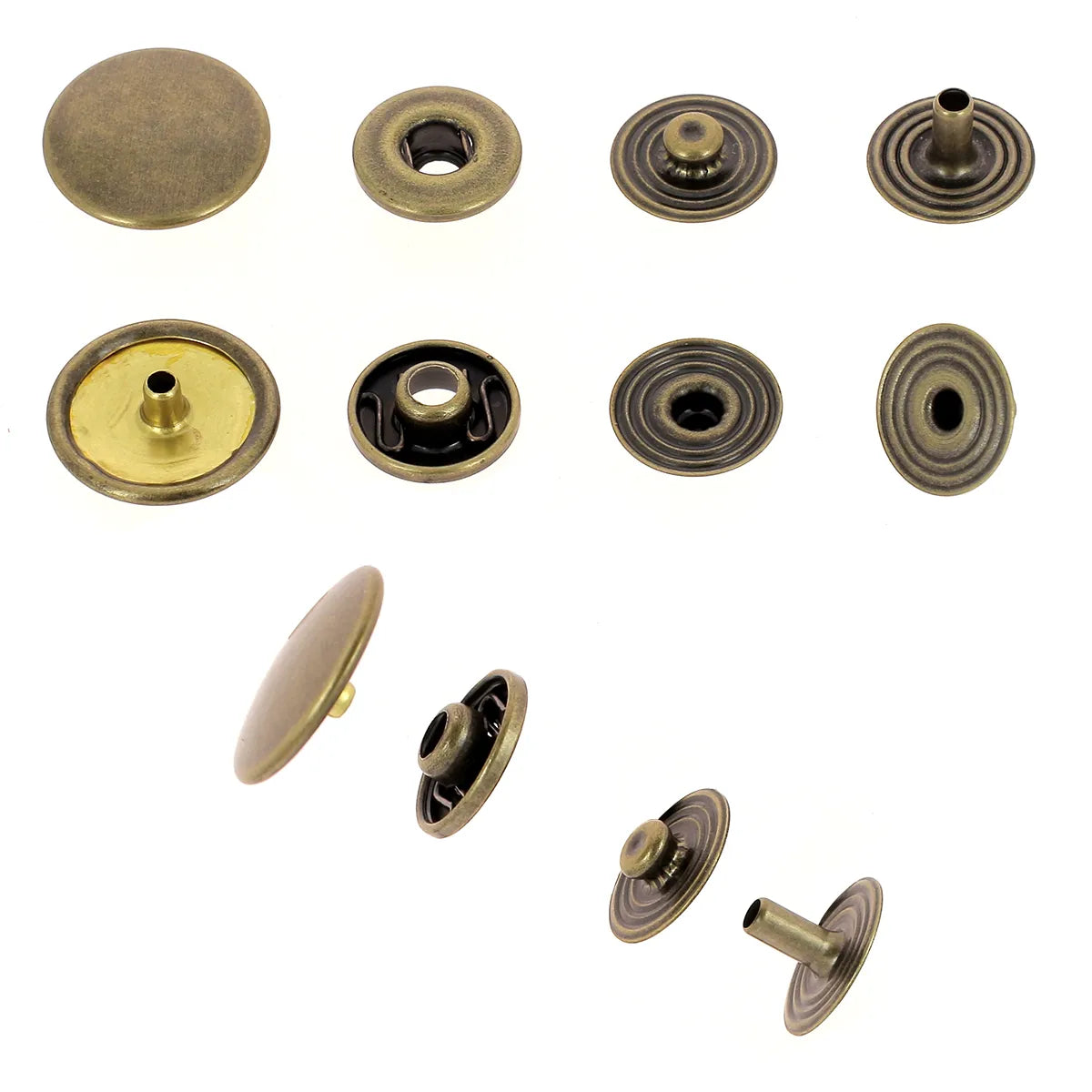 Lot de boutons pression en laiton vieilli de 17 mm, accessoires décoratifs pour cuir, par Deco Cuir