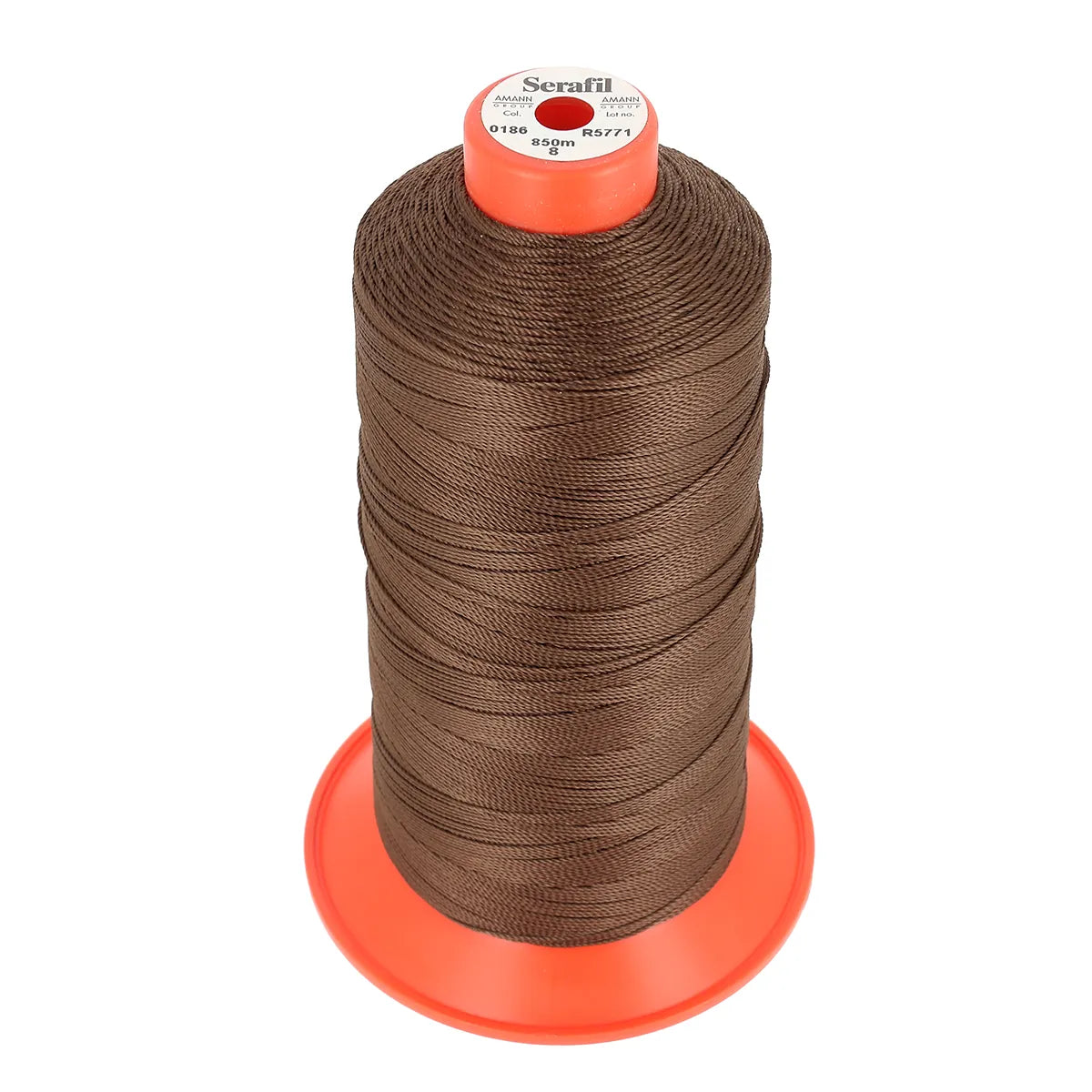 Bobine de fil polyester SERAFIL N°8 marron foncé, 850m. Fil pour la couture, fil résistant