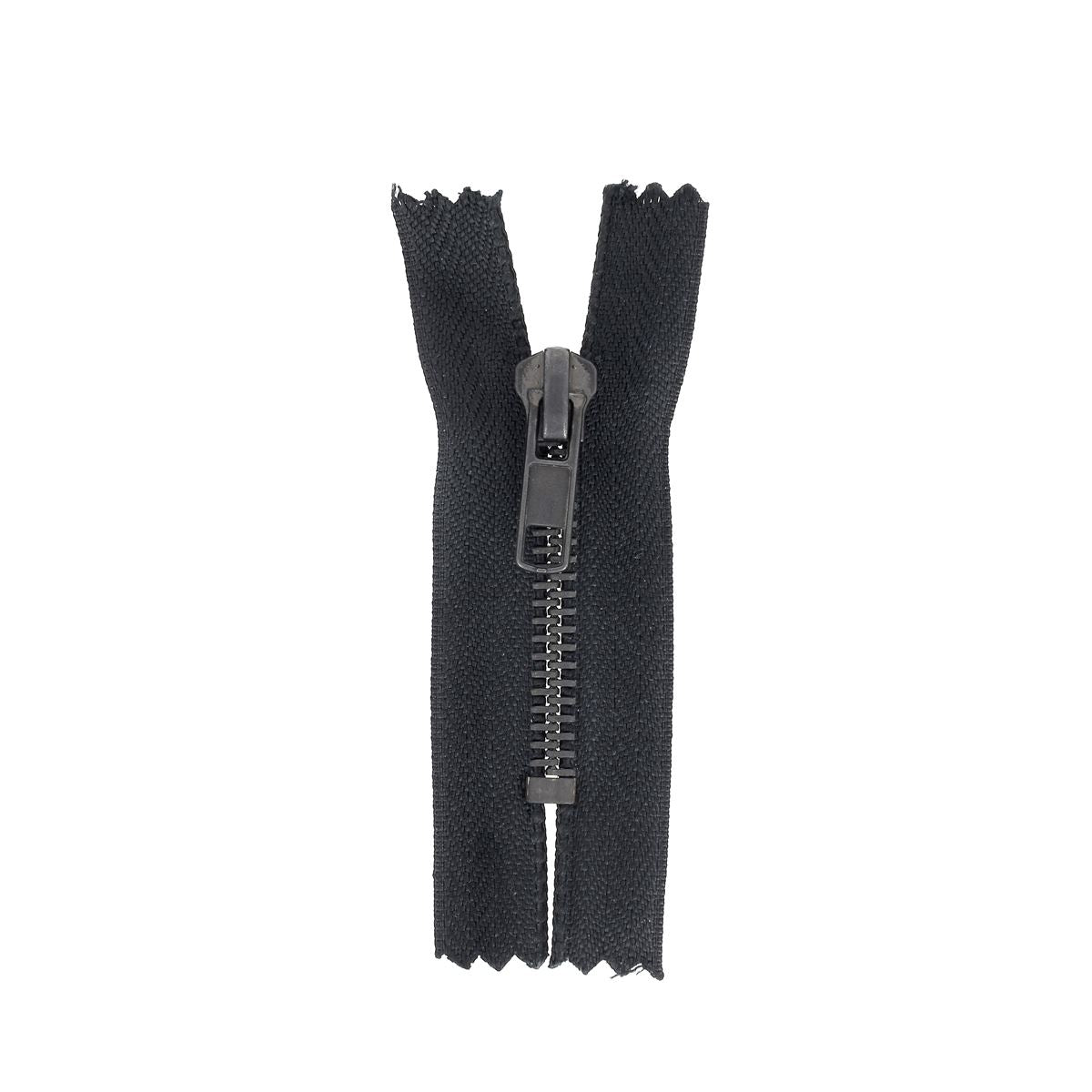 Fermeture à glissière MÉTAL bronze 6mm - Sans butée supérieure - NOIR - 5,5cm