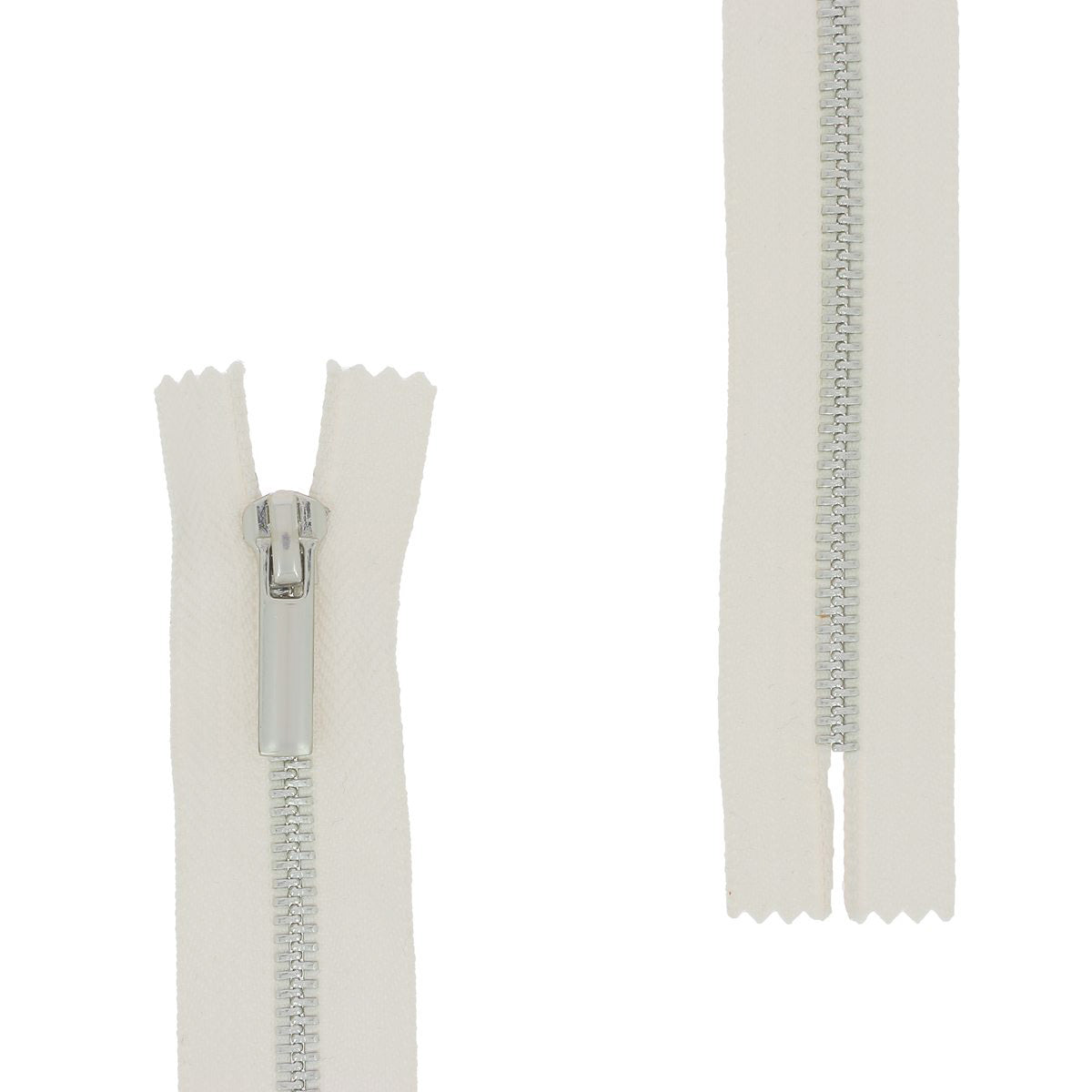 Fermeture à glissière MÉTAL nickelé 6mm - Sans butée inférieure - CRÈME - 22cm
