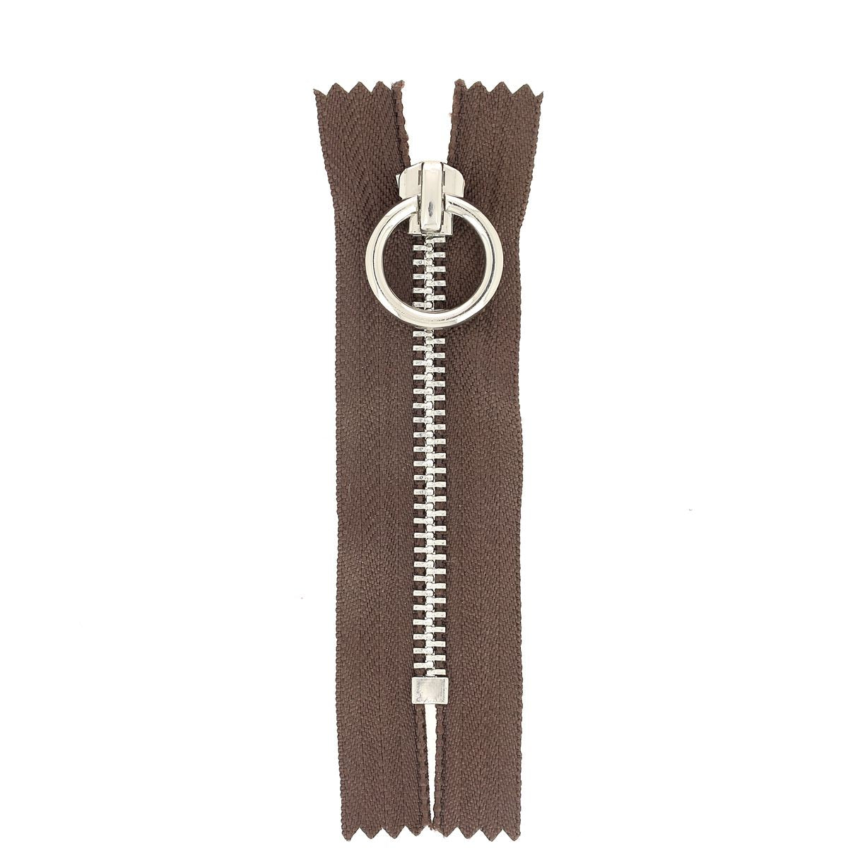 Fermeture à glissière MÉTAL nickelé 6mm - MARRON - 8,5cm