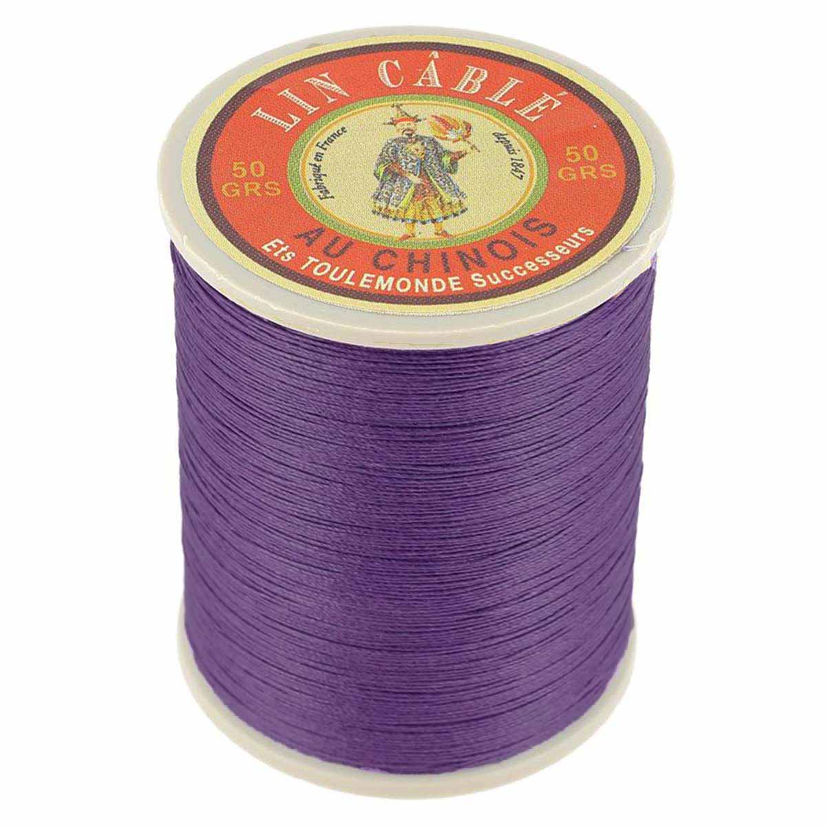 Bobine de 375m de fil de lin AU CHINOIS câblé glacé - 832 - PARME - Deco Cuir