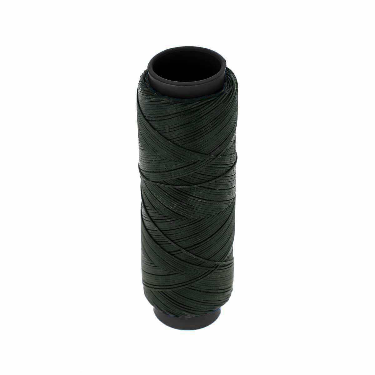 Bobine de 100m de fil polyester tressé et ciré - Diam 0,6mm - VERT FONCÉ