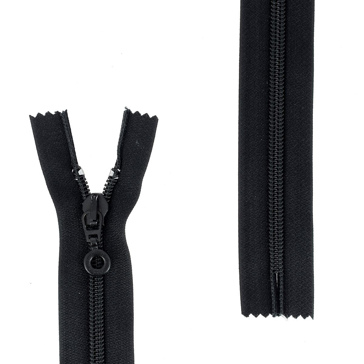 Fermeture à glissière NYLON - 6mm - Sans butée inférieure - NOIR - 17cm