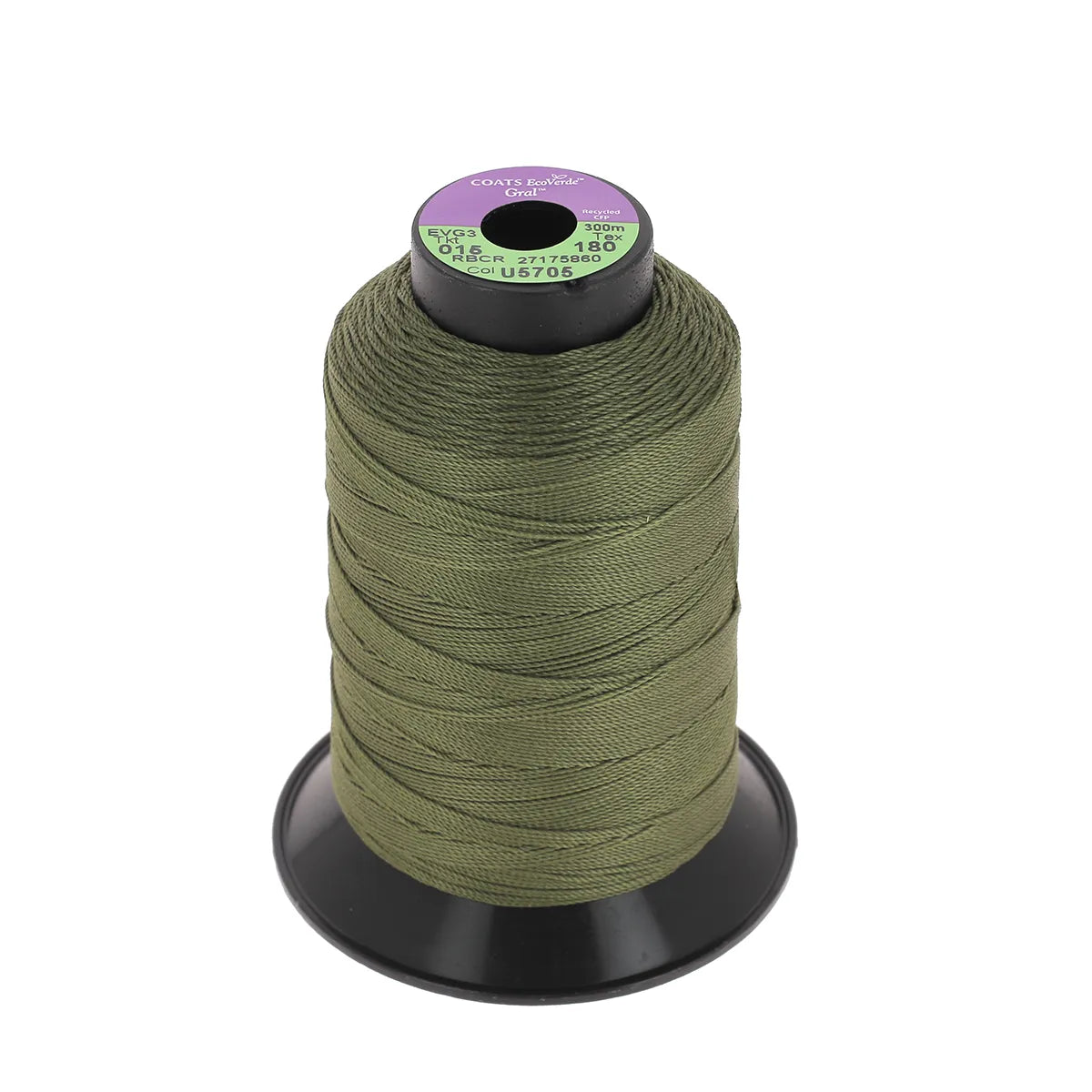 Bobine de fil polyester GRAL N°15 - Vert kaki U5705 - Deco cuir