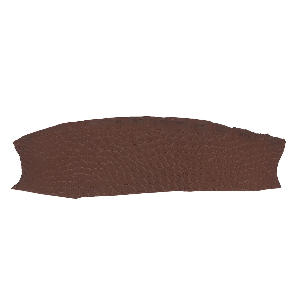 Flanc de cuir d'alligator marron foncé finition mate. Cuir exotique pour création de bijoux, bracelet de montre...