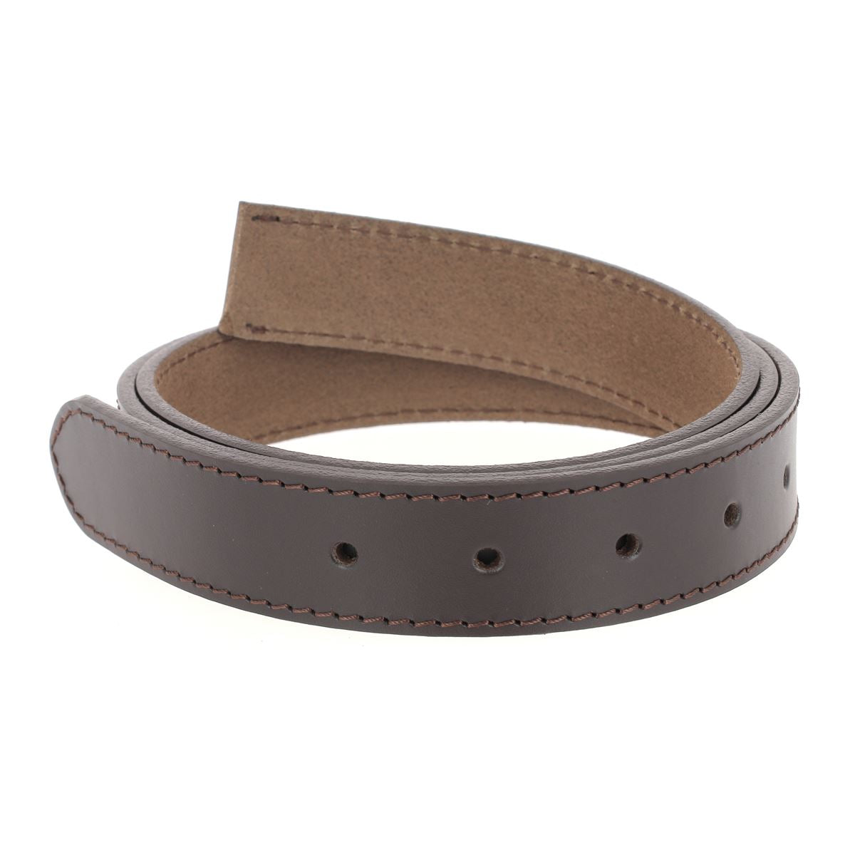 Ceinture cousue en cuir de croupon tannage végétal - CHOCOLAT