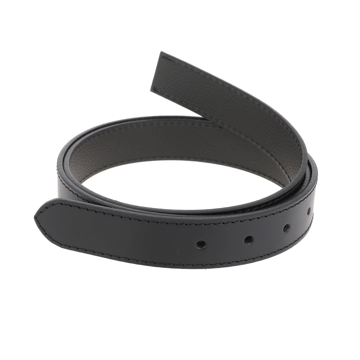 Belt stitched in lined vegetable tanned rump leather BLACK