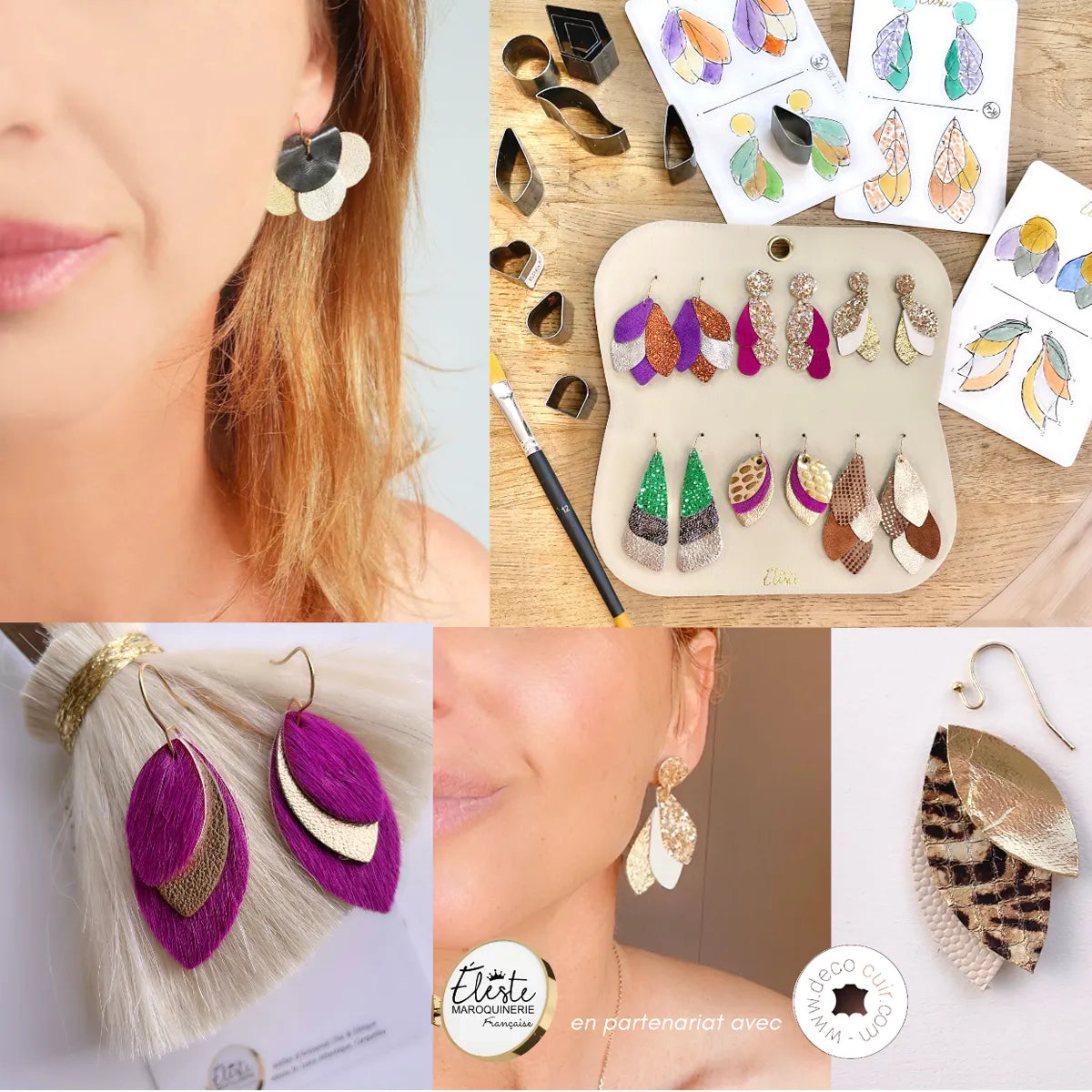 Atelier bijoux - Boucles d'oreilles en cuir - Eleste et Deco Cuir