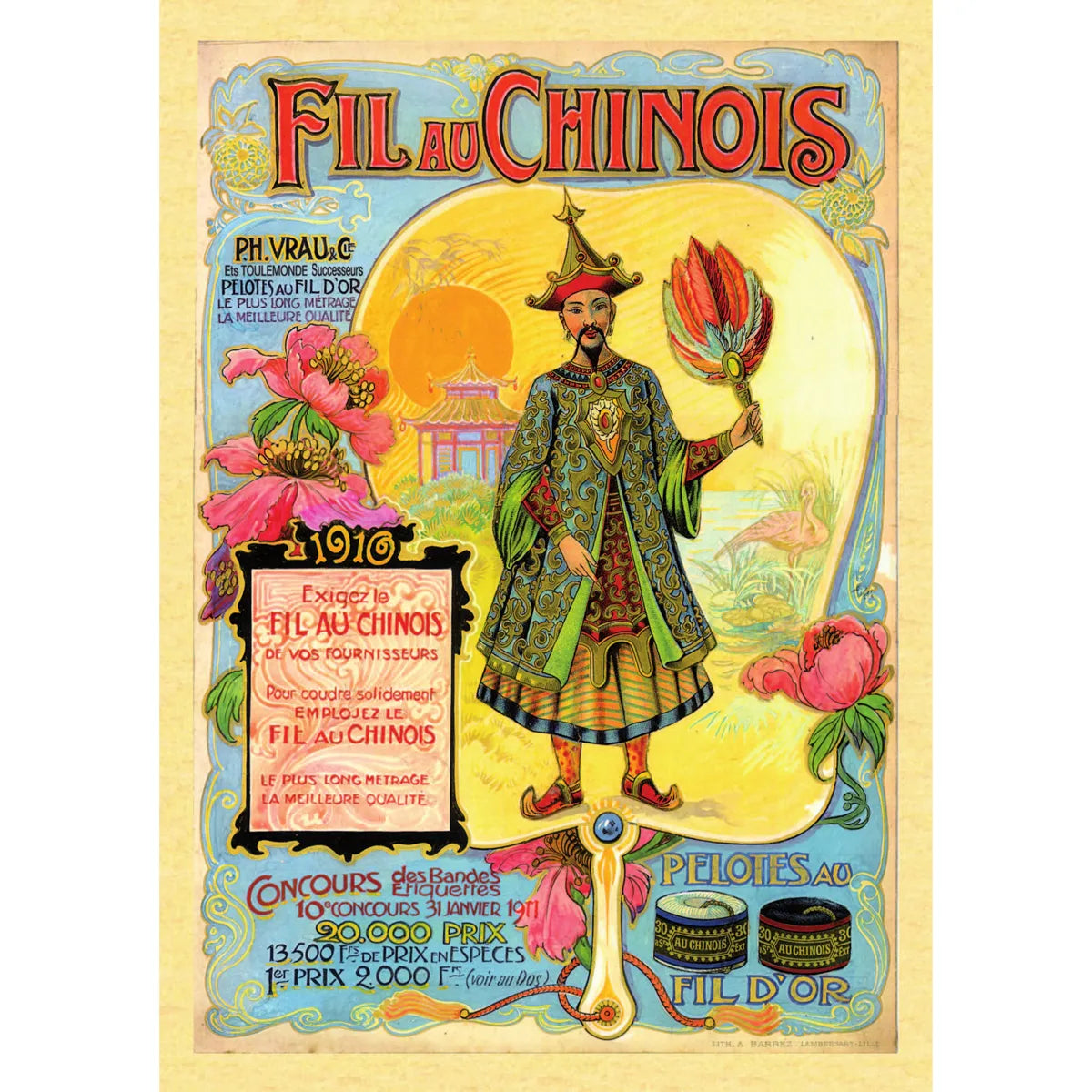 Poster vintage Fil au Chinois - Modèle 4 - A3