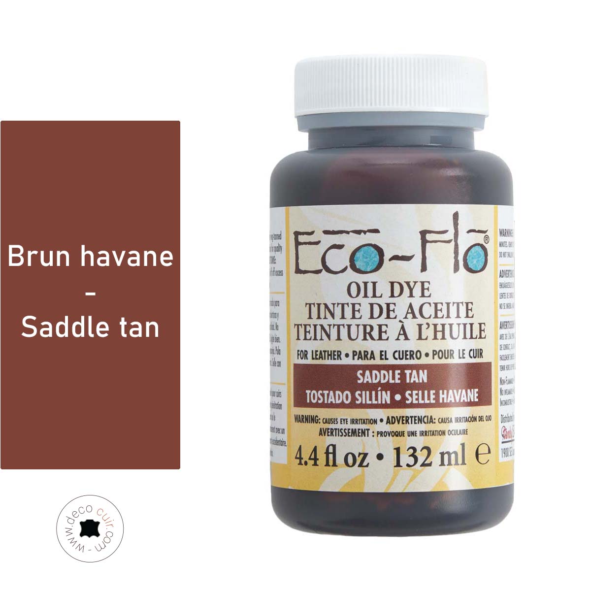 Teinture à l'huile pour cuir - Eco-Flo Oil Dye - 132ml - Saddle tan / Brun havane