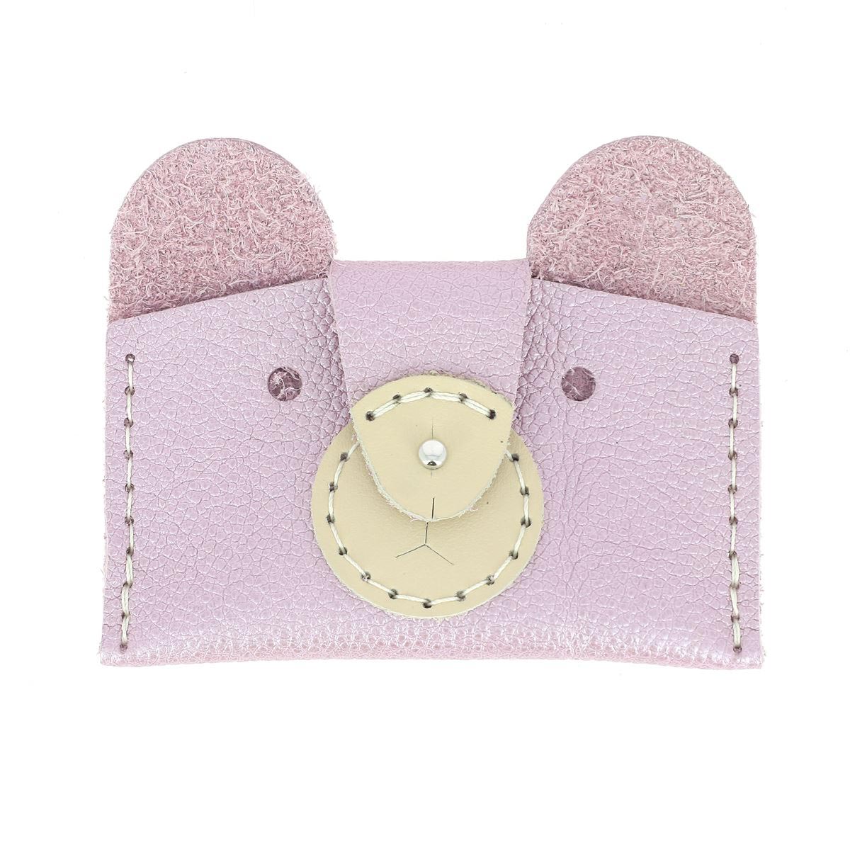 Kit DIY Porte cartes Ours en cuir - Parme métallisé - Deco Cuir