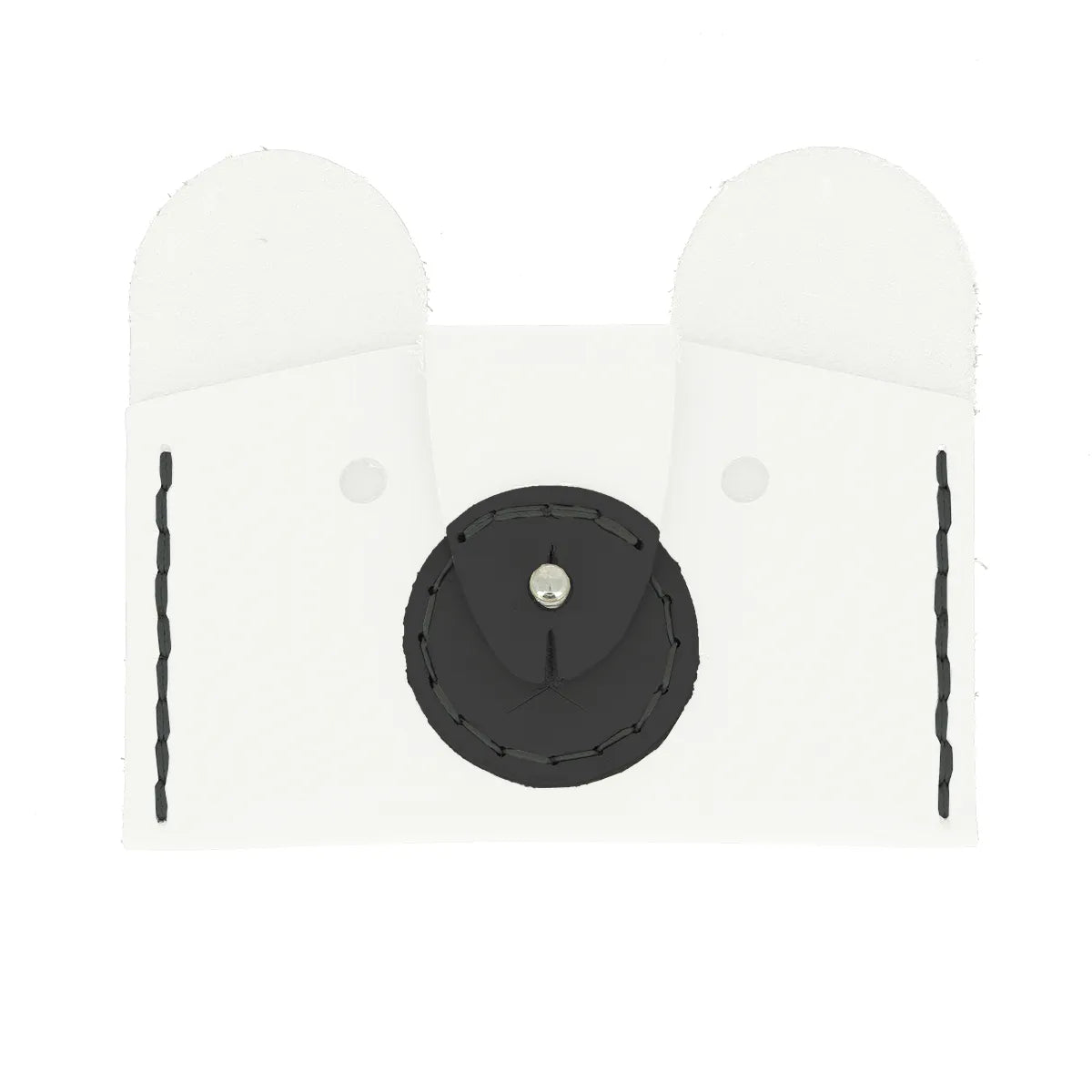 Porte-cartes ours en cuir blanc avec accessoire noir. Kit DIY complet à assembler