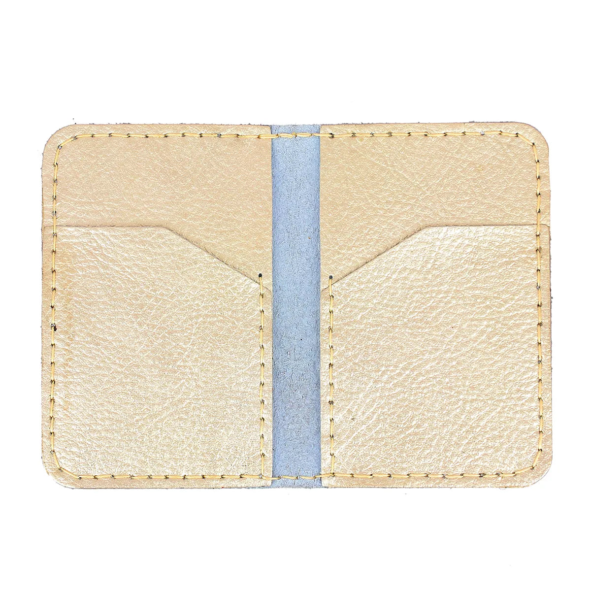 Porte cartes en cuir or - DIY à coudre à la main