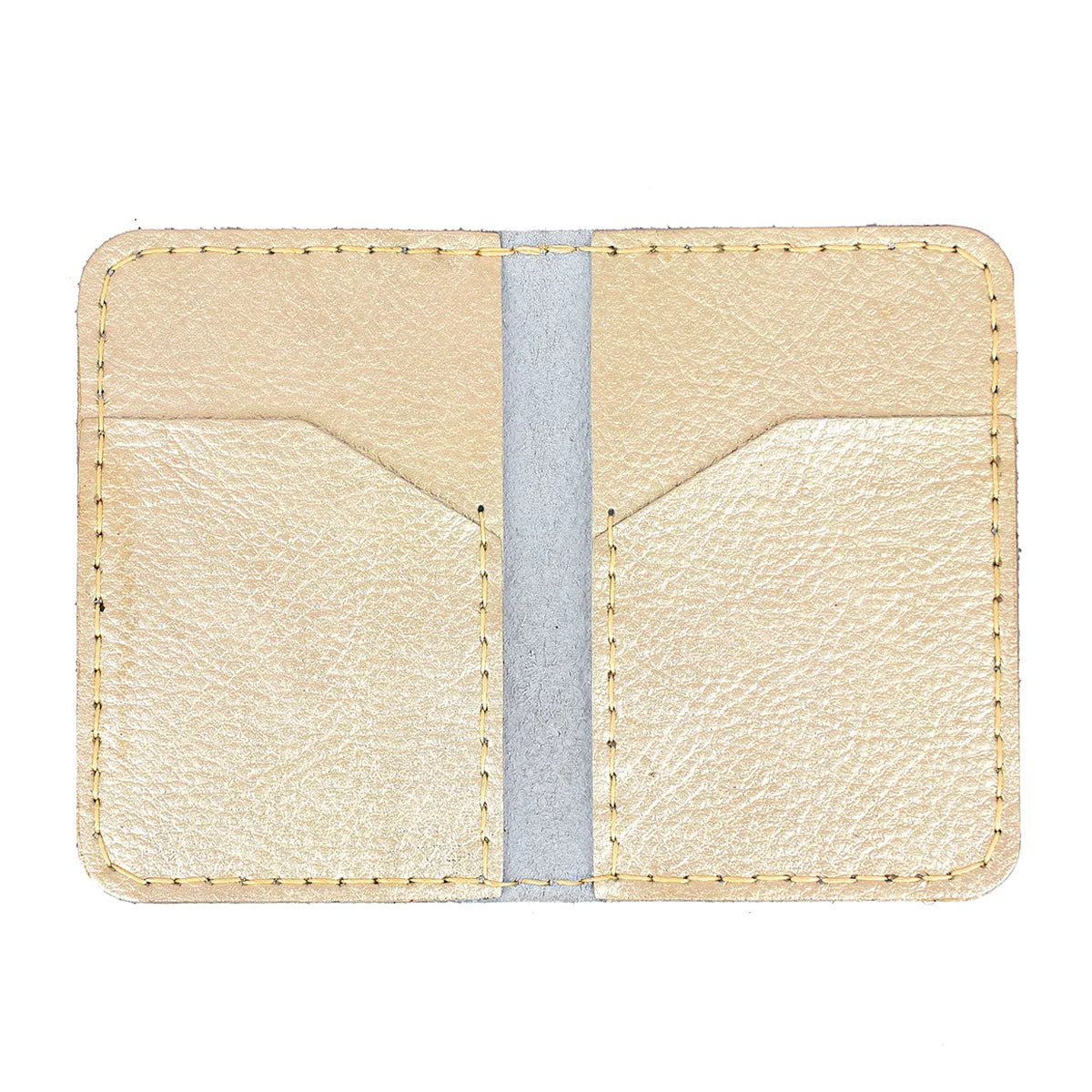 Porte cartes en cuir or - DIY à coudre à la main