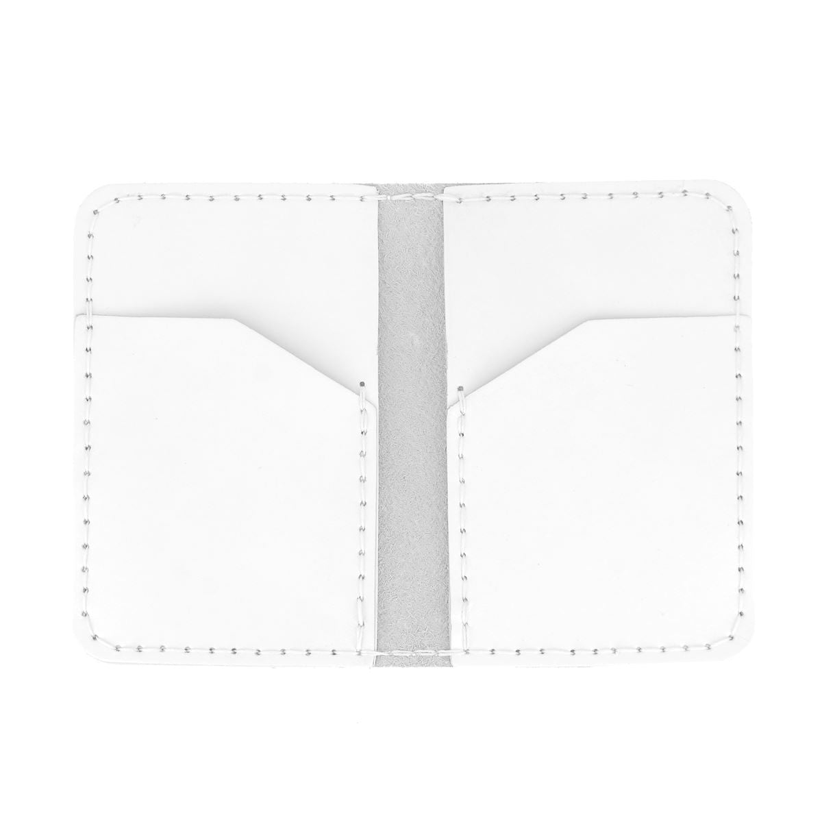KitenCuir Porte Cartes double Blanc - Fil Blanc