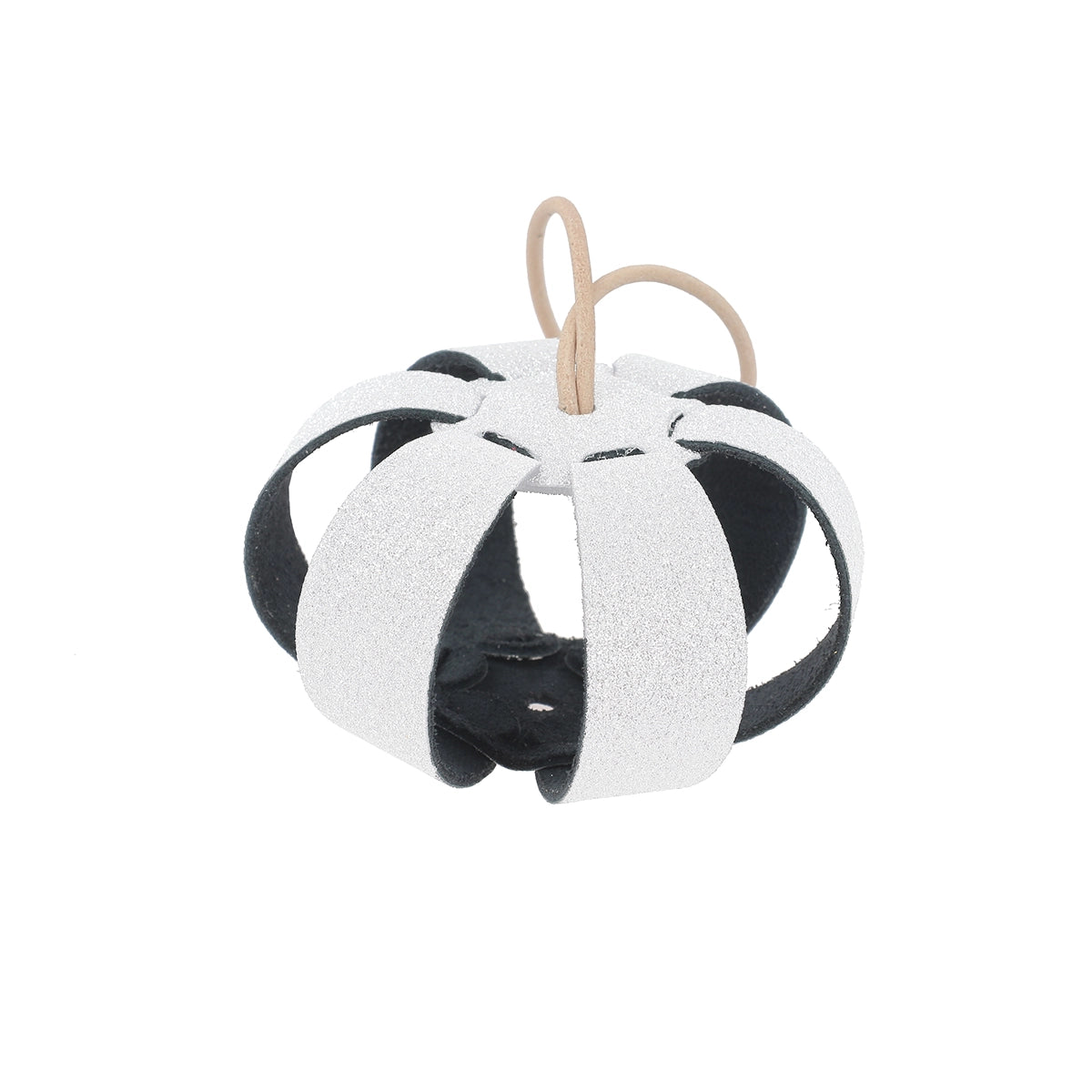 Kit DIY Boule de Noël en cuir pailleté argenté à assembler. Kit DIY Noël création artisanale pour décoration de fête de fin d'année
