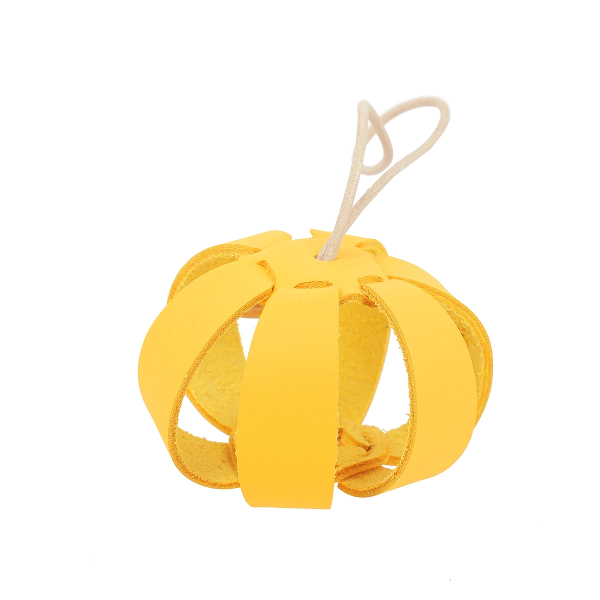 Boule de Noël en cuir jaune. Décoration de Noël artisanale