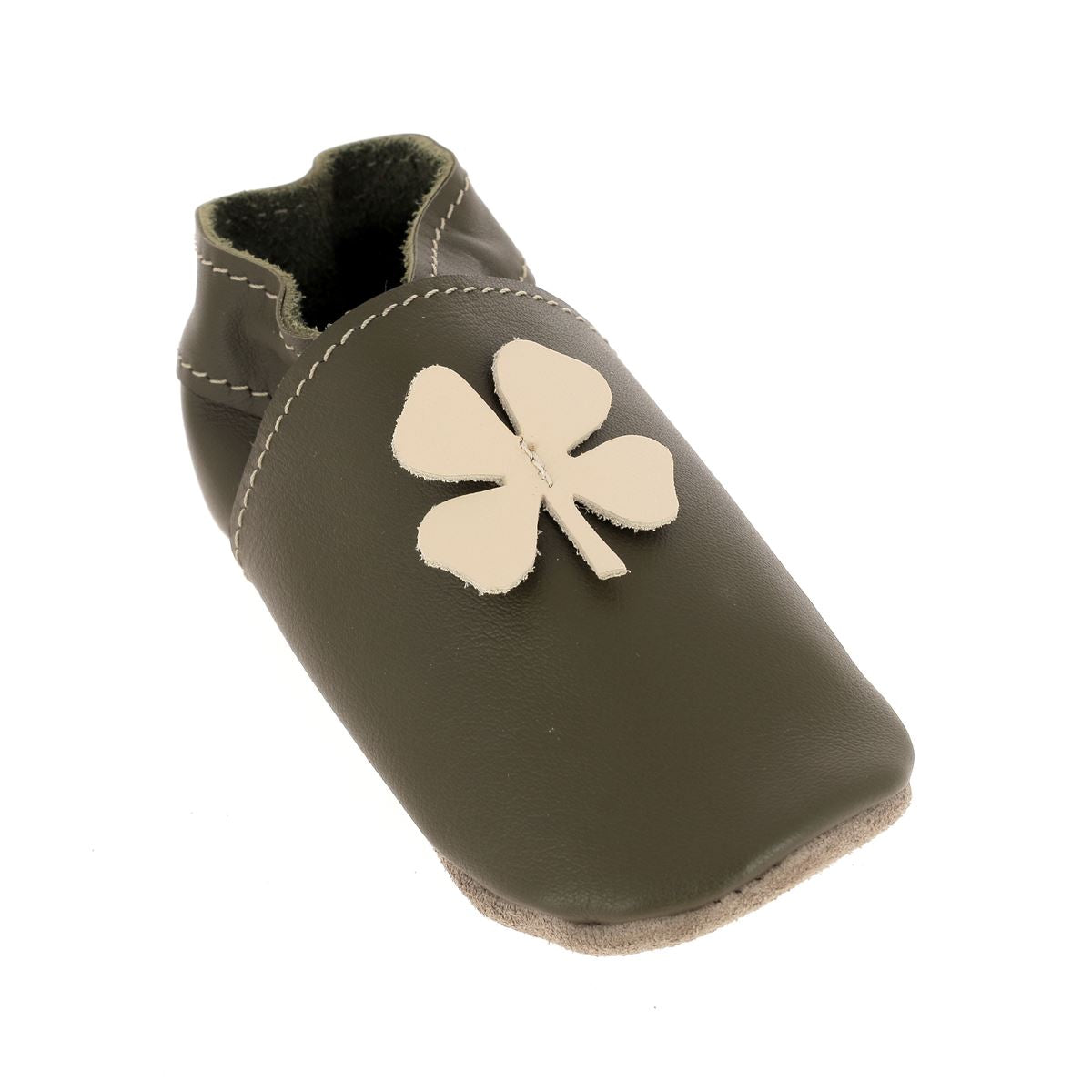 Kit DIY Chaussons en cuir pour bébé avec Trèfle - KAKI