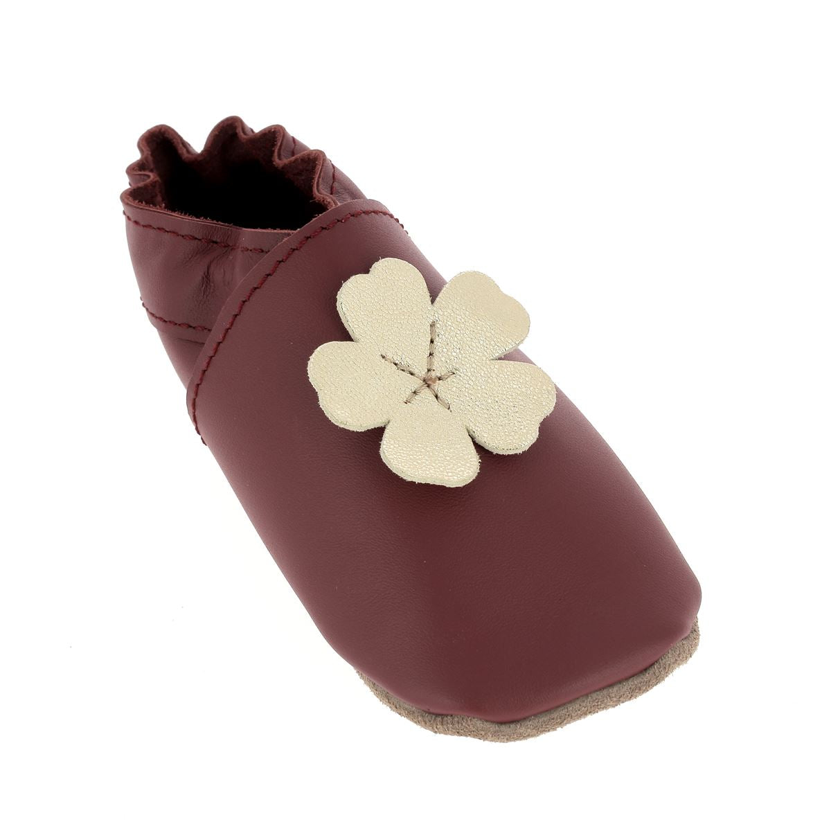 Kit DIY Chaussons en cuir pour bébé avec Fleur - BORDEAUX
