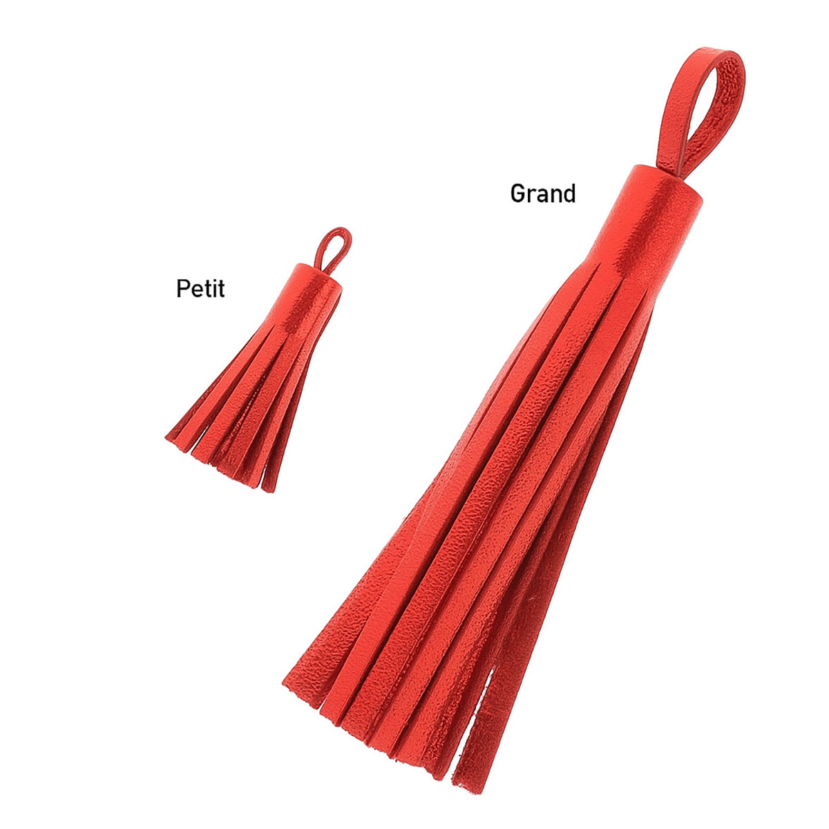 Découpe POMPON pour porte-clés en cuir ROUGE MÉTALLISÉ R78