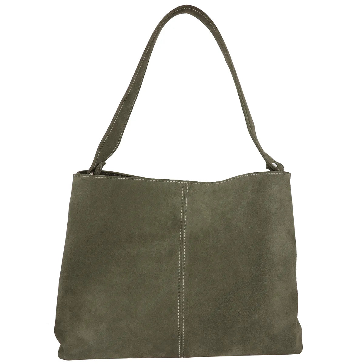 Sac à main en croûte de cuir velours vert kaki. Sac fabrication 100% maison, grâce au kit DIY compet