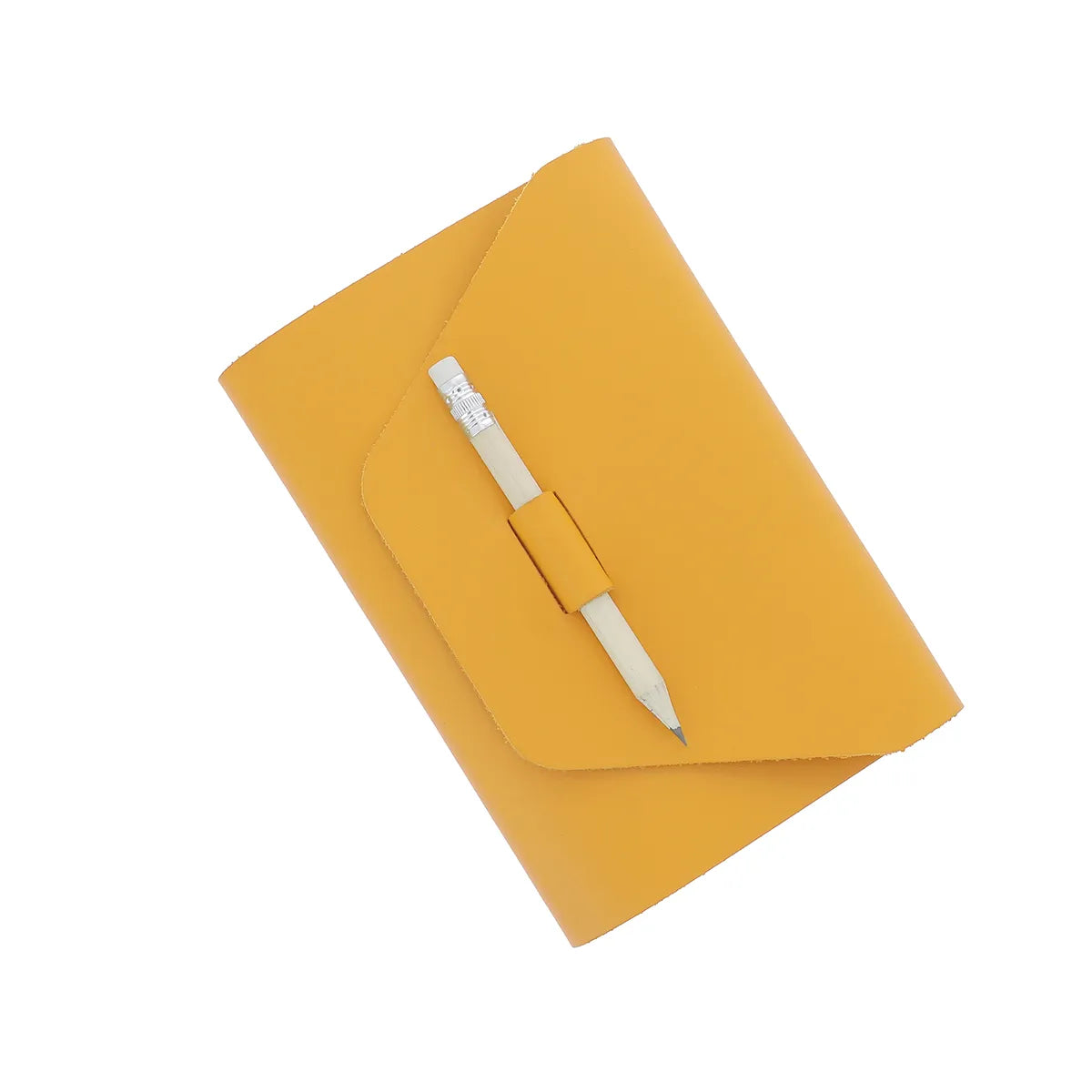 Protège cahier cuir jaune moutarde A6