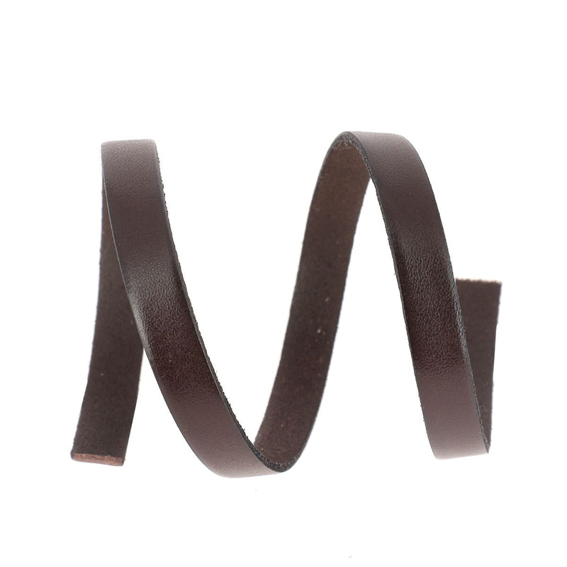 Lacet en cuir plat 10mm tranches noires - Les 10 cm