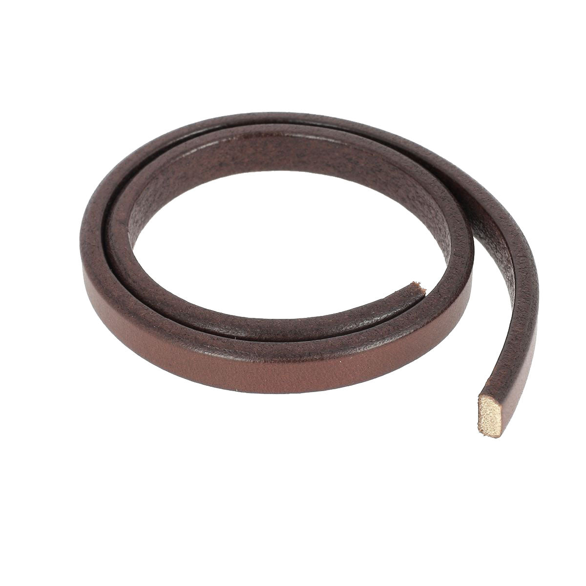 Lacet en cuir Régaliz teinté - 10x4,5mm - Cognac - Les 10cm - Deco Cuir