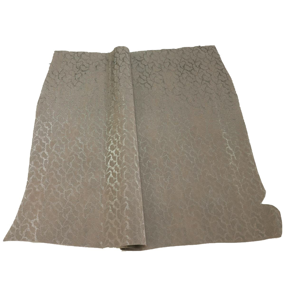 Croûte de cuir de veau - Velours imitation reptile 3D - TAUPE Fantaisie M01