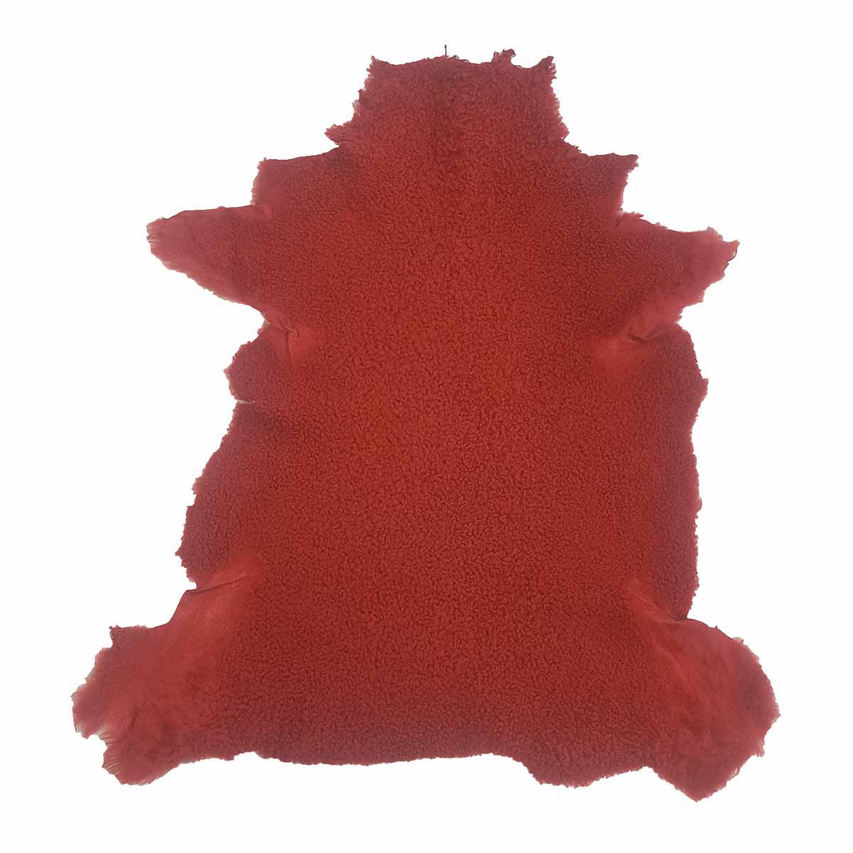 Peau de mouton lainé frisé - Dos velours - ROUGE Q54 - Deco Cuir