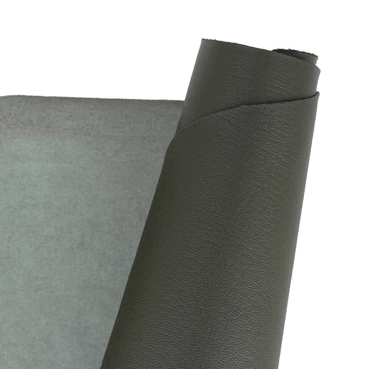 Peau de cuir de chèvre grainé vert foncé, texture riche, pour confection ou maroquinerie