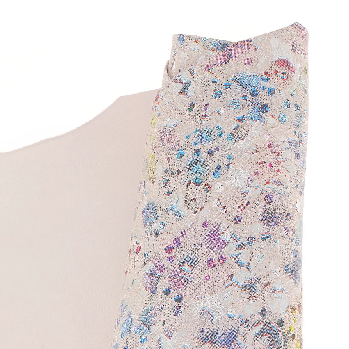 Peau de cuir de chèvre velours - Floral argenté S71 - Deco cuir