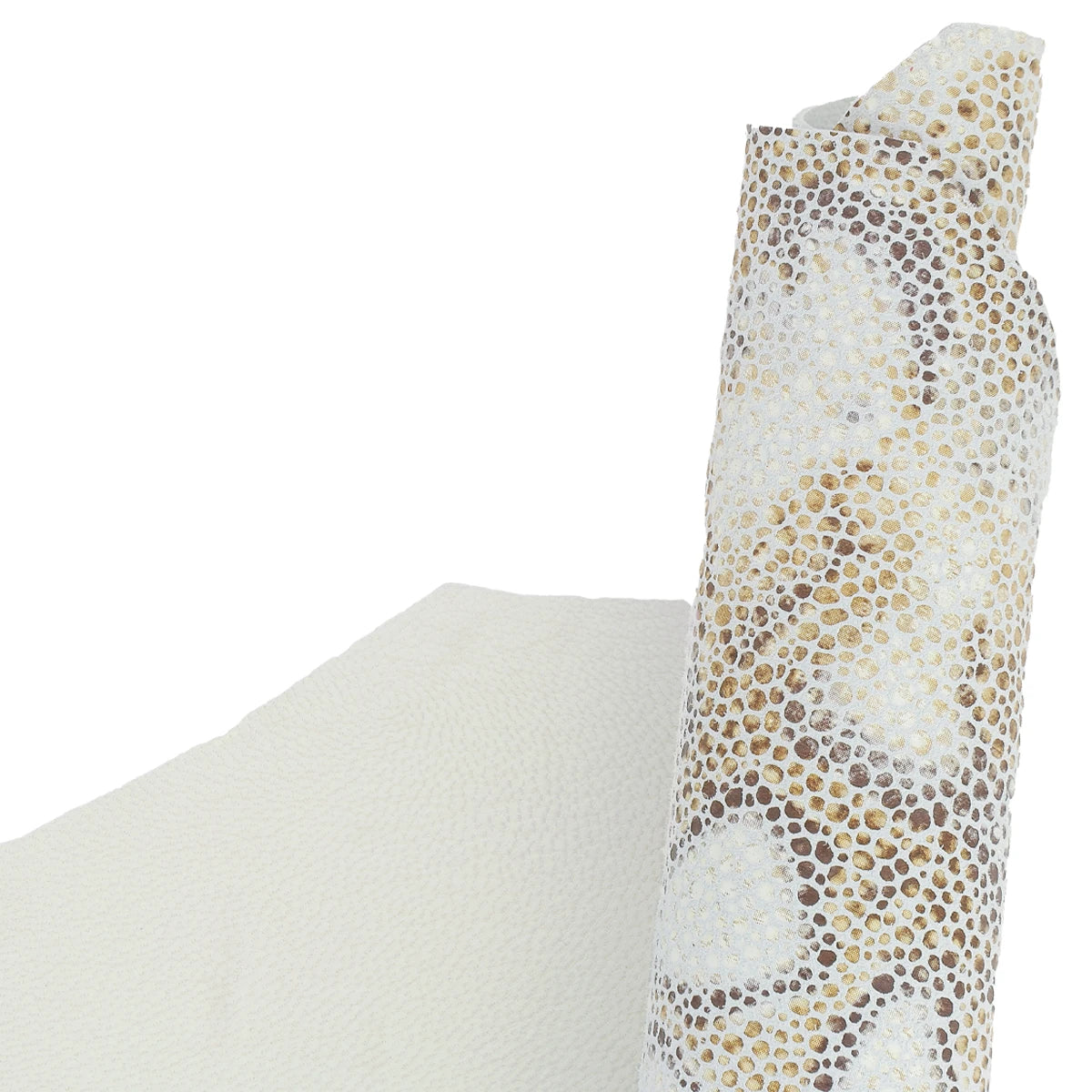 Cuir de chèvre imprimé reptile tons écrus et marron