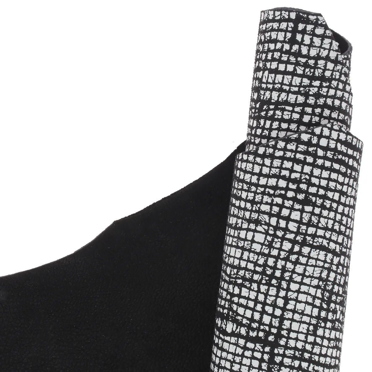 Cuir de chèvre noir et blanc mat effet reptile