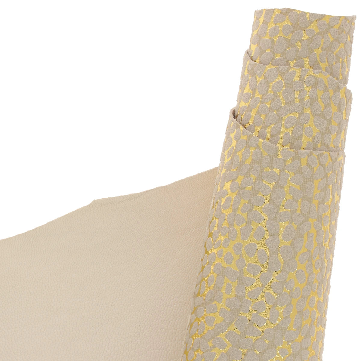 Cuir de chèvre beige imprimé galets