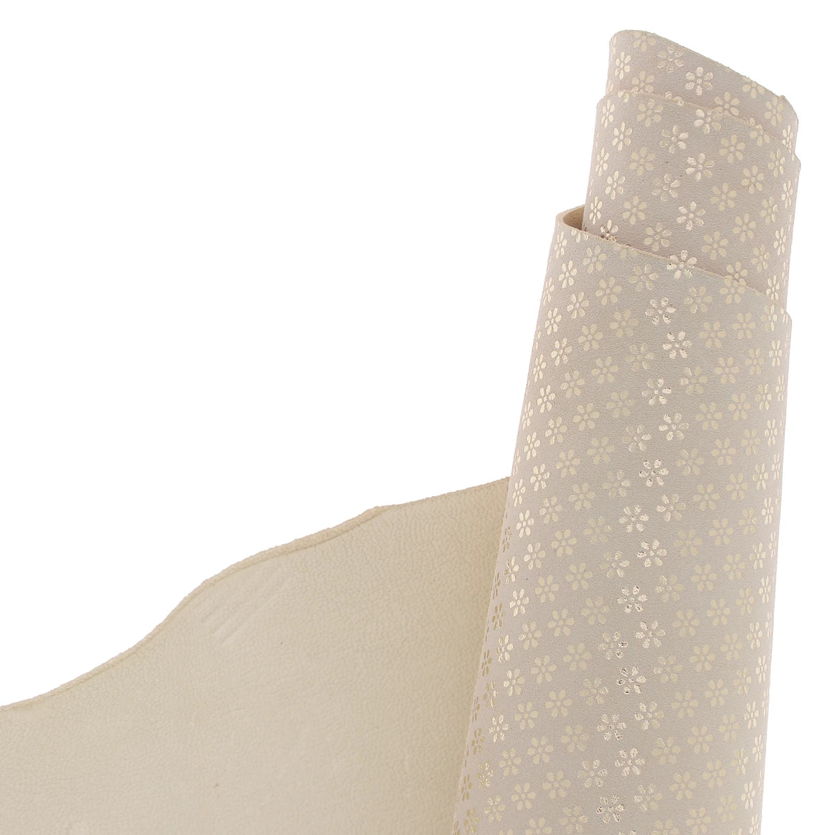Cuir de chèvre beige fleuri doré
