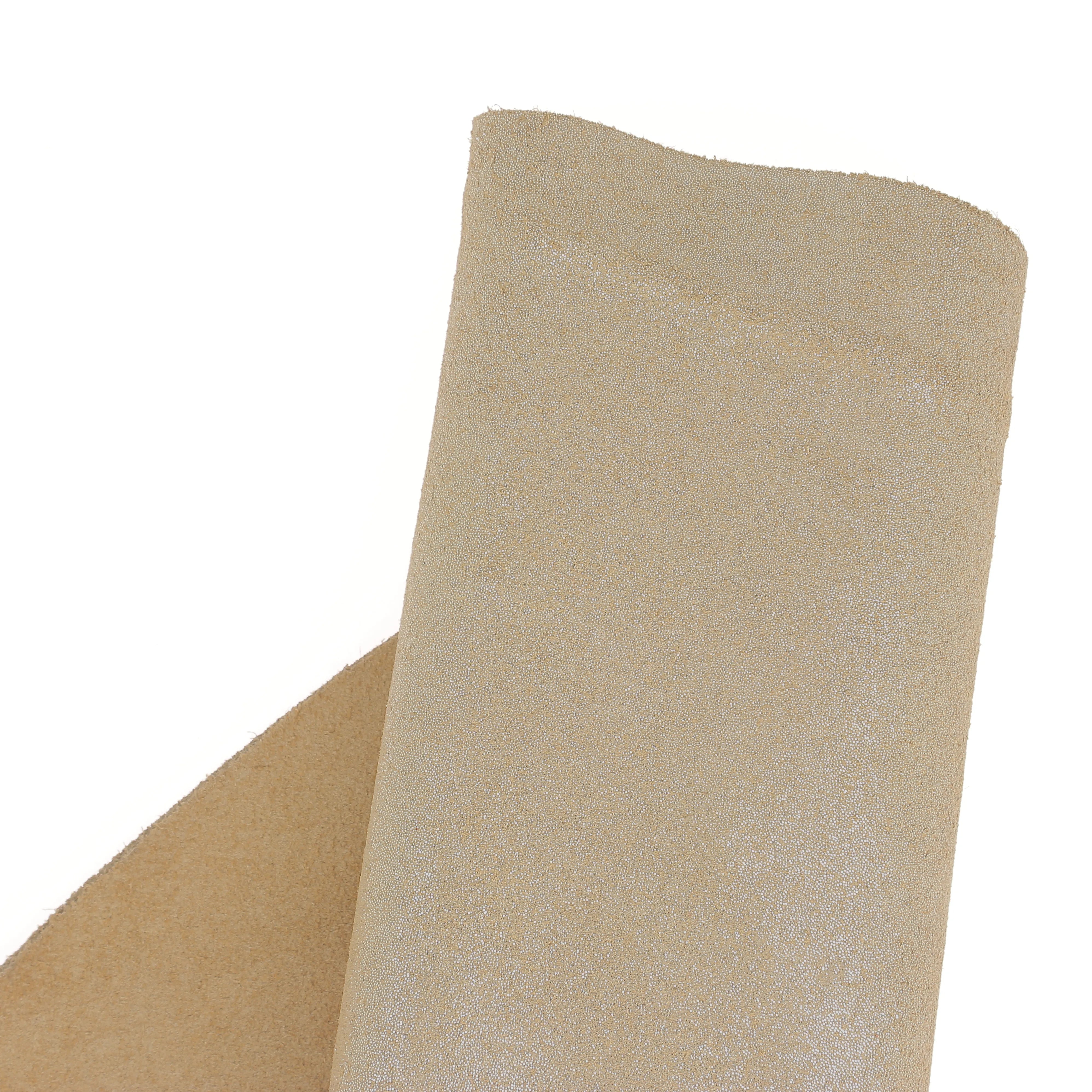 Peau en croûte de cuir velours - Beige pailleté T91 - Deco cuir